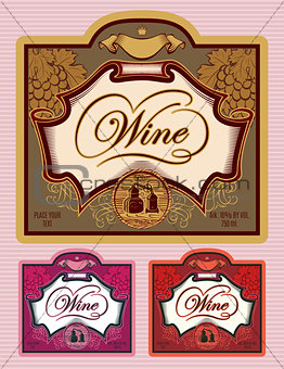 set of labels for different kinds of wine