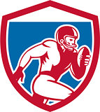 American Football Player Running Shield Retro