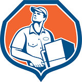 Delivery Worker Deliver Package Carton Box Retro