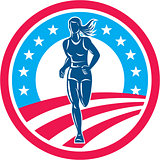 American Female Triathlete Marathon Runner Circle