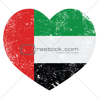 The United Arab Emirates retro heart shaped flag