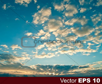 abstract nature background with sunset and clouds