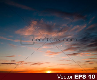 abstract nature background with sunset and clouds