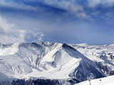 Panorama of winter snowy mountains