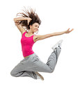 modern slim hip-hop style dancer teenage girl jumping dancing 