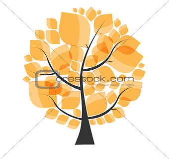 Beautiful Autumn Tree on a White Background Vector Illustration.