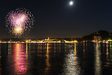 Fireworks on the lakefront of Arona - Piedmont