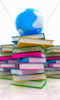 Colorful books and earth