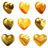 Gold hearts set for wedding design 