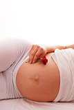 pregnant woman on a white background 