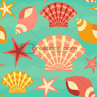Sea Shells Seamless Background