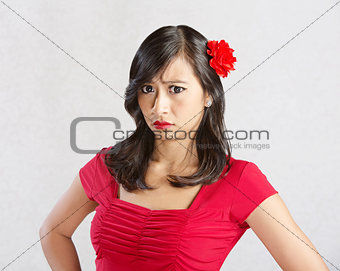 Annoyed Female in Red