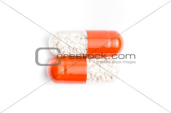 two medical pills isolated