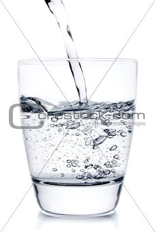 filling a glass with pouring water