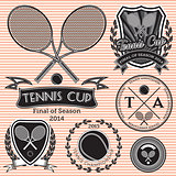 set of emblems on big tennis