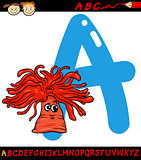 letter a for anemone cartoon illustration