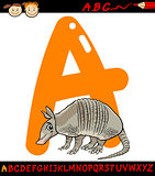 letter a for armadillo cartoon illustration