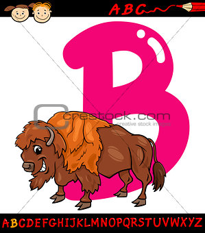 letter b for bison cartoon illustration