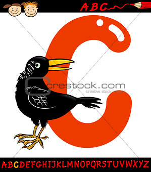 letter c for crow cartoon illustration