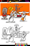 bunnies band cartoon coloring book