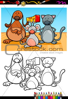 cute pets cartoon coloring book
