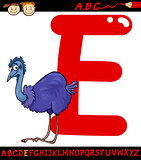 letter e for emu cartoon illustration