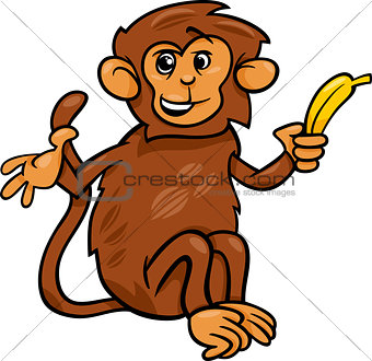 monkey with banana cartoon illustration