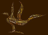 artistic gymnastics pictogram with brown wordings