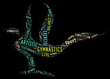 artistic gymnastics pictogram with colorful wordings