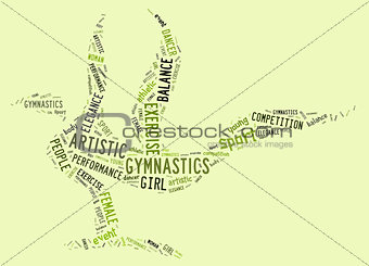 artistic gymnastics pictogram with green wordings