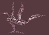 artistic gymnastics pictogram with pink wordings