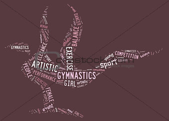 artistic gymnastics pictogram with pink wordings