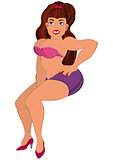 Cartoon brunet fit woman in bra