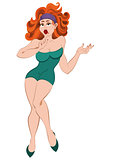 Cartoon girl with big lips and red hair