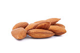 Almonds on a white background