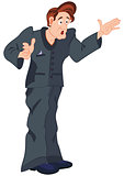 Cartoon man in gray uniform