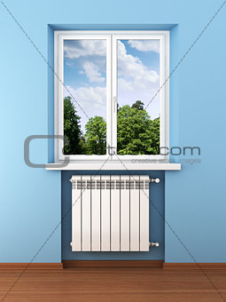 Radiator and nature in home interior