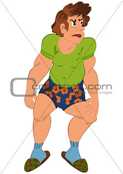 Cartoon man in underwear and green t-shirt