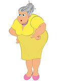 Cartoon old woman in yellow dress