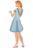 Retro girl in blue dress