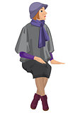 Retro girl sitting in purple hat