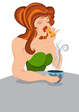 Retro hipster girl eats cookie