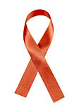 RED breast cancer ribbon isolated on white