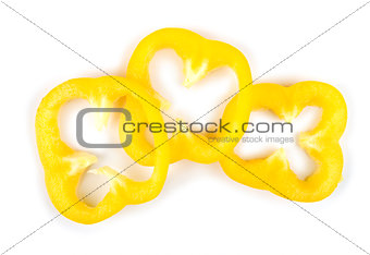 three rings bell pepper isolated on white