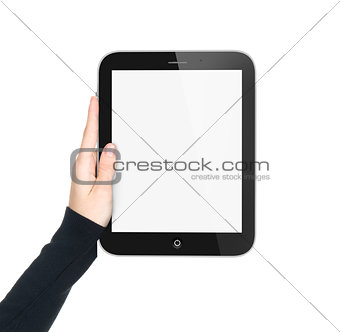 Woman hand hold tablet pc
