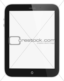 Black tablet pc on white background