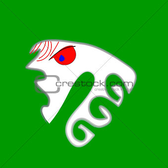  Abstract portrait on green background.(Cry)