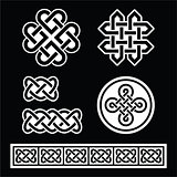 Celtic Irish patterns and braids on black background