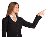 Businesswoman pointing her finger forward
