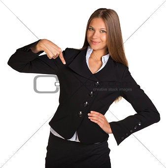 Businesswoman pointing at himself
